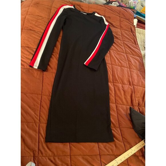 Zara Trafaluc women’s sz S Black Long Sleeve Bodycon Dress ,Red & White Striped‎ - Picture 7 of 16